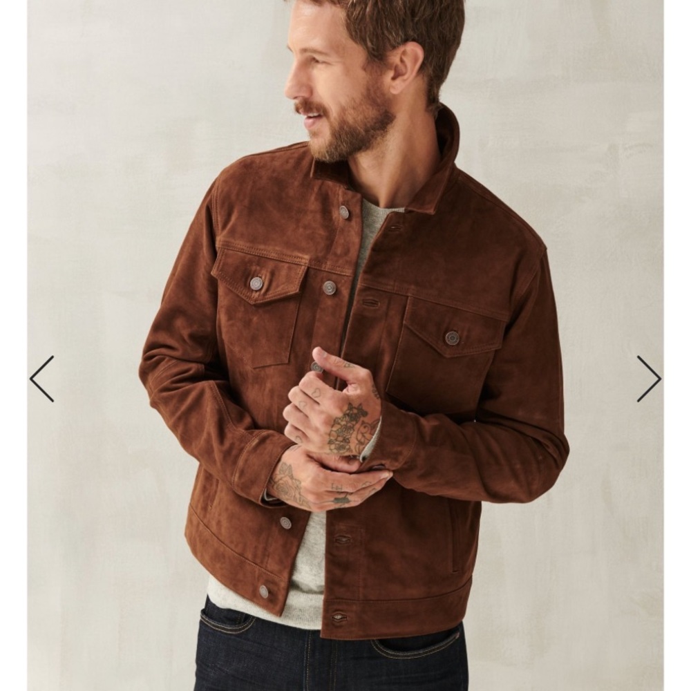 Lucky Brand Suede Trucker Jacket – Dark Chestnut
